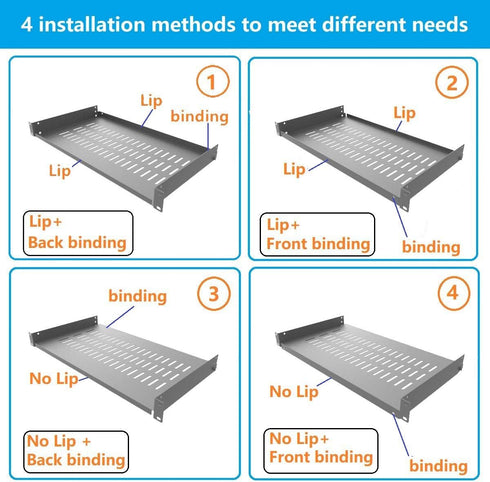JINGCHENGMEI 1U 10"(254mm) 19-Inch Cabinet(1U10V) Disassembled Vented Cantilever Server Rack Mount Shelf Depth