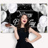 Happy Birthday Backdrop Banner | Black and Silver Photography Background | Large Party Sign Poster for Men and Women