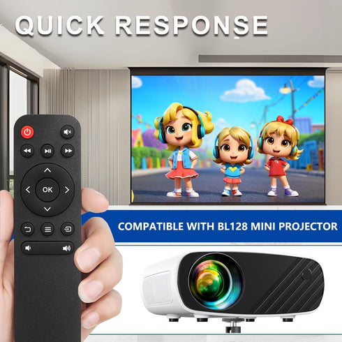 HODSEUKIN BL128 Replacement Remote for Mini Projector,Compatible with ELEPHAS Portable Projector.