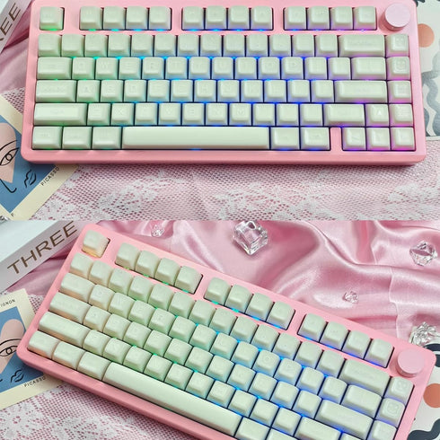 Sumgsn SA Profile Keycaps, 142 Keys PBT Doubleshot Keycaps Set, White Jade, Fit for 61/64/87/104/108 Cherry MX