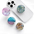 Expandible Collapsible Clear Crystal Glitter Mobile Phone Grip Stand Holder for Smartphones & Tablets (Blue Gold