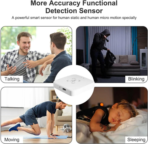 mmWave WiFi Human Presence Sensor: Smart Motion Sensor with App Notification Alerts, Radar Detector, Zone Positioning