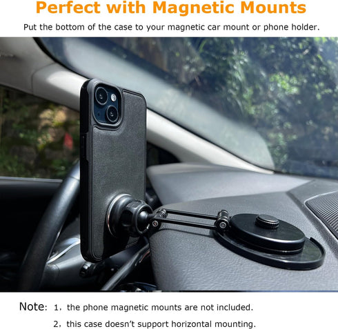 Molzar MagBig Series Case for iPhone 14, Black, Wireless Charging Support, Built-in Metal Plate for Magnetic Car Mount.