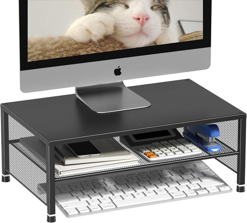 2-Tier ECOLOVI Computer Monitor Stand Riser, Desk Organizer for Monitor, Printer & Laptop Stand, Desktop Workspace