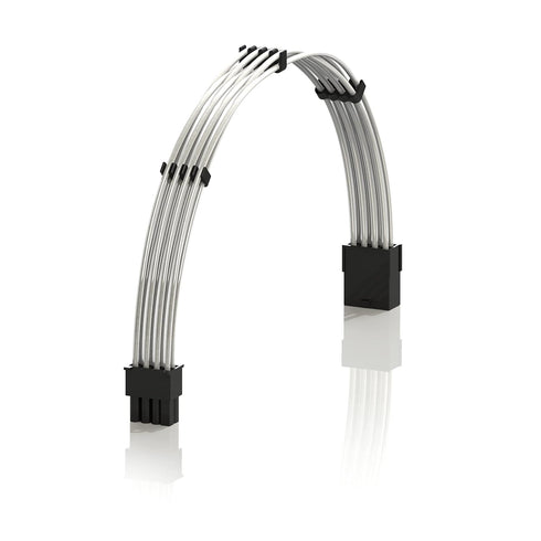 LINKUP 30cm 8P(6+2) GPU PSU Cable Extension - 18AWG Oxygen Free Copper Teflon Jacket, Custom Mod GPU PC, Silver