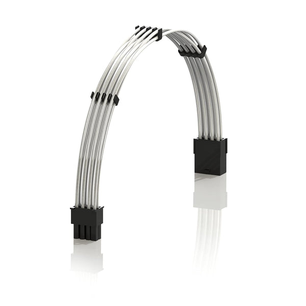 LINKUP 30cm 8P(6+2) GPU PSU Cable Extension - 18AWG Oxygen Free Copper Teflon Jacket, Custom Mod GPU PC, Silver