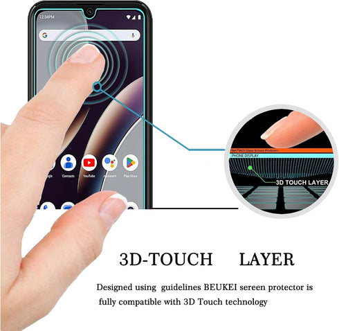 beukei (3 Pack) Tempered Glass Screen Protector for BLU G33, Touch Sensitive, Case Friendly, 9H Hardness