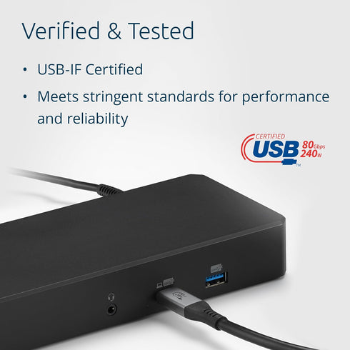 USB4 1.5m, 80Gbps, 8K 240W 3.1), (K32301WW) Kensington Cable Supports up to Video, up to Power Delivery (PD Compatible