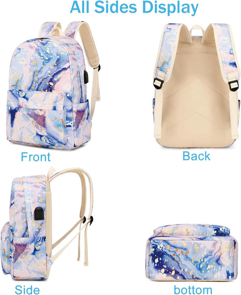 Waterproof Laptop Backpack with USB Charging Port, Water Resistant College School Backpack