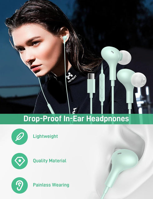 USB C Headphones for Apple iPhone 15 Plus, iPad/Google Pixel 8 8A 7 Pro, Samsung Galaxy S24, Wired Type C Earbuds