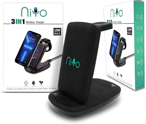 3-in-1 Wireless Charger Foldable, NiYo Universal Charging Station Compatible with iPhone 14/13