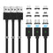 3 in 1 Magnetic Charging Cable (3 Pack: 3.3/6.6/6.6ft) - Fast 3A Charger for Lightning/USB-C/Micro-USB Devices - Black