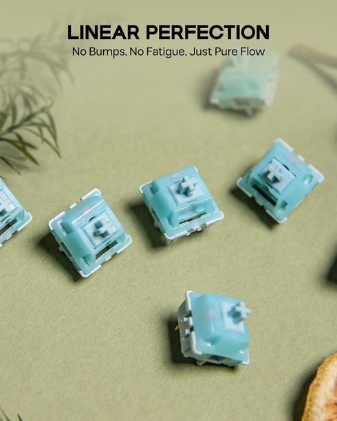 45gf 100 5-Pin PC/PA66 EPOMAKER Creamy Jade Gaming Keyboard Switches, PCS Linear Switch, Pre-Lubed Switch, with Case