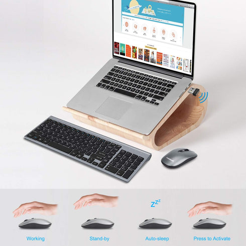 LeadsaiL Wireless Keyboard and Mouse Combo, Compact Silent USB Set for Windows Laptop, Desktop, PC