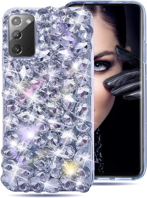 Bonitec 3D Glitter Sparkle Bling Case for Samsung Galaxy Note 20 - Luxury Shiny Crystal Rhinestone Diamond Bumper Cover