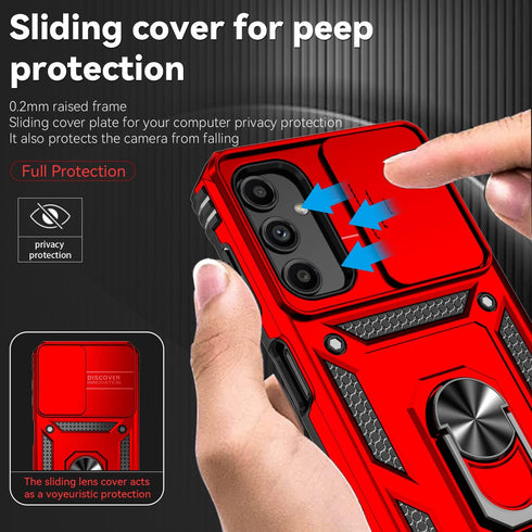 SunStory A14 5G A14 5G,Red Phone Case for Samsung Galaxy Case with HD Screen Protector & Slide Camera Cover & Rotated