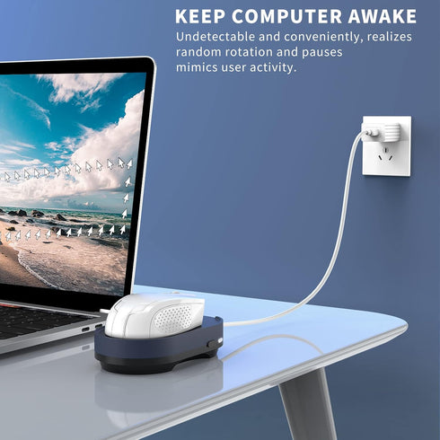 Mouse Jiggler, Undetectable Mouse Mover Device with USB Cable and 5V1A Adapter, Moves Mouse Automatically, Blue