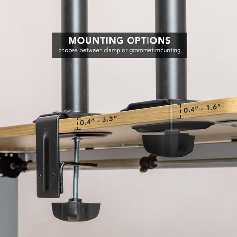 32" 19.8 lbs 360 160 40 Grommet Mount-It! Single Monitor Desk Mount Computer Screen Stand with Full Motion