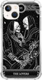 Lovers Tarot Card Skull Black Case for iPhone 15 - Trippy Psychedelic Skeleton Design, Unique TPU Bumper Cover.