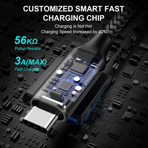 etguuds 1ft Short USB C Cable 2-Pack, 4.2A Fast Charging, Nylon Braided, Compatible with Samsung Galaxy S20, S10, Note