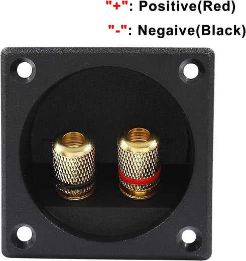 2-Way Speaker Box Terminal Cup, 2.2 Inch Square Stereo Screw Cup Connectors, Pack of 2