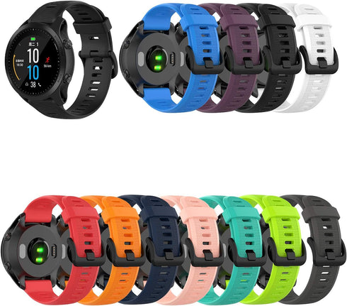3-Pack Silicone Bands for Garmin Forerunner 945 Smartwatch, Replacement Strap (Black, White, Green)