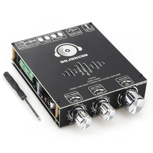 T160HS 160W+160W Amplifier Board with Treble and Bass Control, Bluetooth/AUX/USB Input, 2.0 Channel