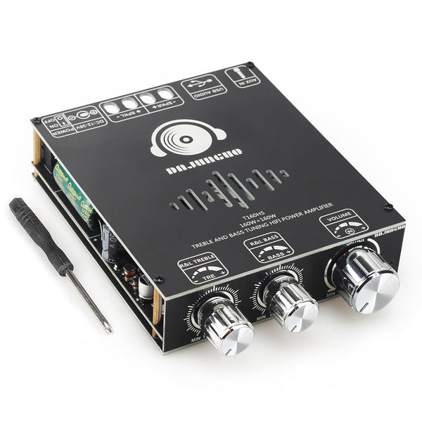 T160HS 160W+160W Amplifier Board with Treble and Bass Control, Bluetooth/AUX/USB Input, 2.0 Channel