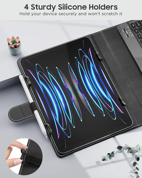 MoKo Universal Tablet Case with Keyboard for 9", 9.7", 10.1", 10.2", 10.4", 10.5", 10.9", 11" Tablets, with Removable