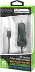 Cellet Fast Charging 15Watt Dual USB Port Car Charger with 4ft Type-C Cable, High Powered 3Amp