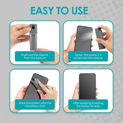 Screen Cleaner Spray and Wipe by Finestic, Electronic Computer Screen Cleaner with Microfiber Cleaning Cloth, Touchscreen Mist Cleaning Kit for Car, iPhone, Lens, TV, iPad, Laptop, Monitor, MacBook