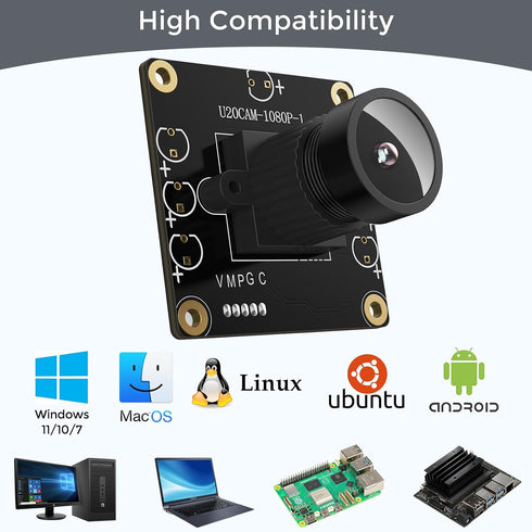 innomaker 1080P USB2.0 130 UVC Camera, Wide Angle Camera, Plug & Play for PC, Raspberry Pi, Jetson Nano and SBCs.