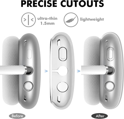 Compatible with AirPod Max Case Cover, Cute Butterfly Cartoon Pattern Design, Clear TPU Skin Anti-Scratch