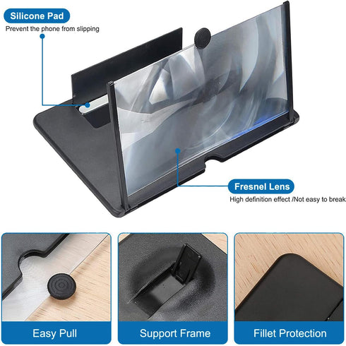 KUVPIUS 16" 3D Mobile Phone Screen Magnifier, HD Screen Amplifier Projector for Movies, Anti-Blue Light Eye-Protecting