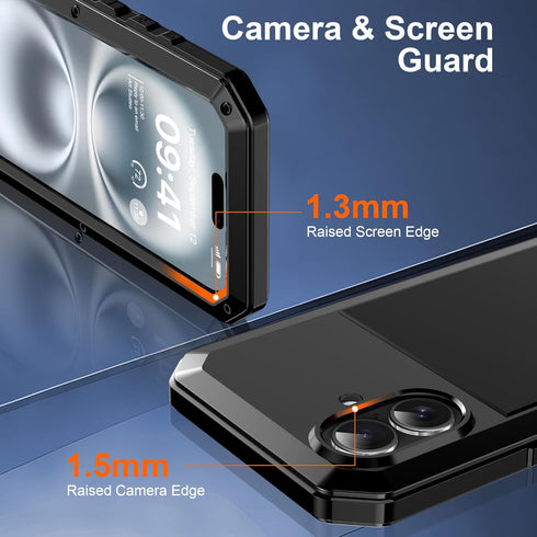Mangix 17 17 for iPhone Metal Case,Tempered Glass Luxury Aluminum Alloy Protective Military Bumper Heavy Duty Cover