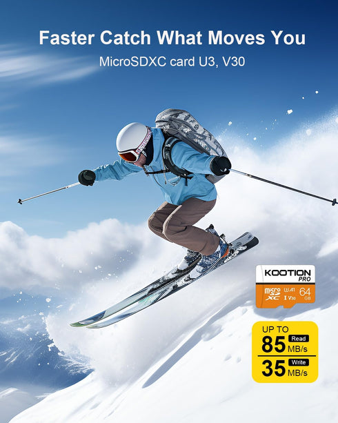 KOOTION 64GB Micro SD Card 3 Pack, U3 High-Speed microSDXC Memory Card, A1, V30 TF Flash Memory Card for 4K Video Recording