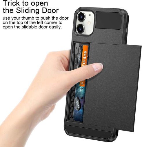 Vofolen Case for iPhone 11, Wallet Credit Card Holder, Anti-Scratch Dual Layer Hybrid Bumper Armor, Matte Grey