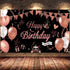 KOKAR Happy Birthday Decorations Banner, Large Black and Rose Gold Sign for Girls Women Birthday Party