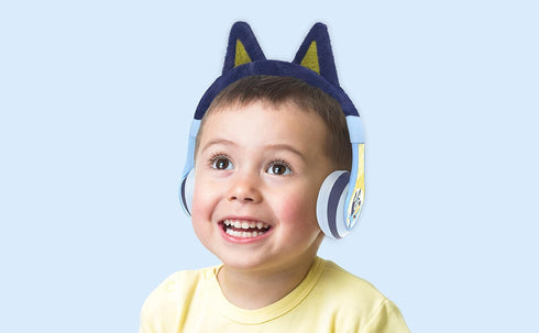 eKids Bluetooth Headphones for Kids, Bluey Wireless Headphones with Microphone, Includes Aux Cord, Volume Reduced,