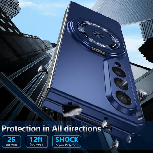 Rugged Phone Case for Samsung Z Fold 4, 2 in 1 Soft TPU and Hard PC Cover, Shockproof Blue