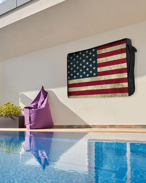 Outdoor TV Cover - American Flag Waterproof and Weatherproof, 30"-32" LCD Movable Shield for Outside Television