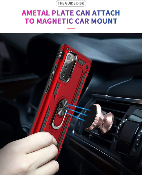 Androgate Galaxy Note 20 Case with HD Screen Protectors, Military-Grade Metal Ring Holder Kickstand, Shockproof Cover