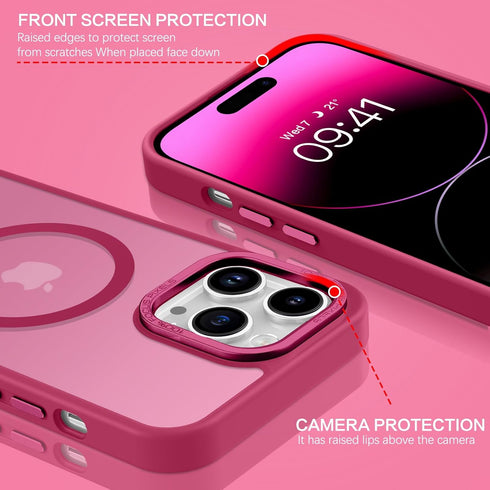 BENTOBEN iPhone 14 Pro Case, Plum Red - Slim Fit, Shockproof, Translucent Matte, Compatible with MagSafe, 6.1" Cover.