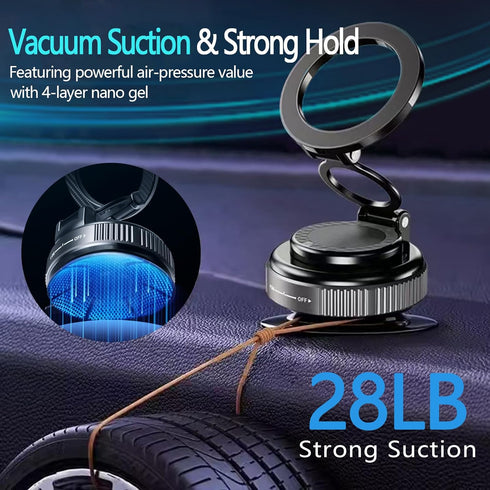 Frvxil 28+LBS 360 12-16 Magnetic Car Phone Holder for MagSafe: Strong Suction Vacuum Phone Mount - Rotatable Adjustable