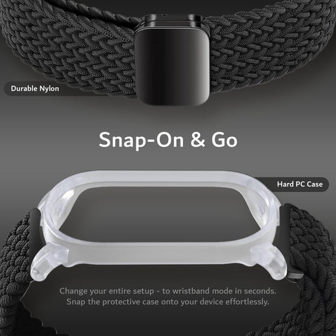 4.8"-9.0" TUDIA Snap On PC Case & Adjustable Braided Magnetic Wristband Compatible with PLAUD NotePin AI Voice Recorder