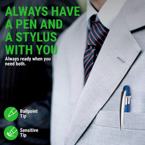 Stylus Pen for Touch Screens & Ballpoint Writing - 2 in 1 with Sensitive Stylus Tip, Compatible with Touch Screen