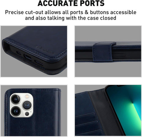 MONASAY Wallet Case for iPhone 13 Pro Max 5G, 6.7-inch, RFID Blocking Flip Folio Leather Cover with Credit Card Holder