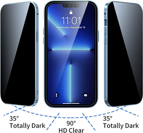 Magnetic Titanium for iPhone 15 Plus Privacy Case, Anti peep Magnetic Adsorption Double Sided Tempered Glass Full Body Case, Privacy Screen Protector Metal Frame Clear Back Phone Cover for Men Women