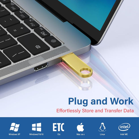 Wooolken 5 Pack 8GB 2.0 USB Flash Drive with Keychains, Sleek Metal USB Thumb Drives Memory Stick for PC Laptop
