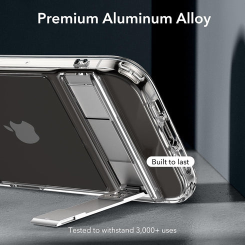 ESR Boost Series iPhone 15 Pro Case: Slim Clear Back, Metal Kickstand, 3 Stand Modes, Military-Grade Protection,